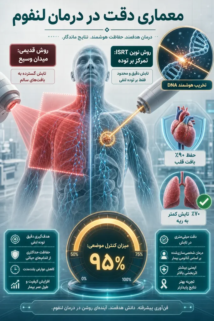 اینفوگرافیک بررسی درصد موفقیت پرتودرمانی لنفوم با روش های جدید